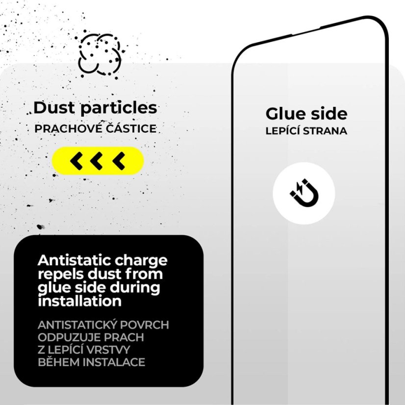 Ochranné sklo pro iPhone 17, s lepicí ESD vrstvou odpuzující prach