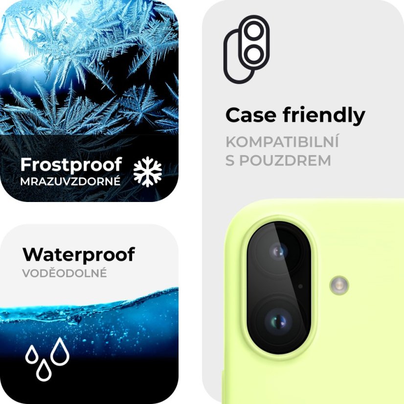 Ochranné sklo na iPhone 16 Plus, ANTIBACTERIAL + sklo na kameru