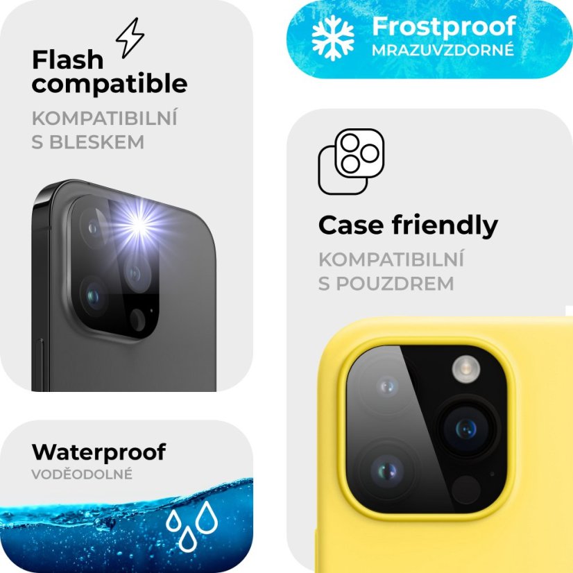 Ochranné sklo pro iPhone 16 Pro Max, ANTIBACTERIAL + sklo na kameru